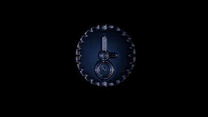 Fototapeta premium 3d rendering glass symbol of stopwatch isolated on black with reflection
