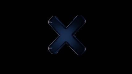 Obraz premium 3d rendering glass symbol of times isolated on black with reflection