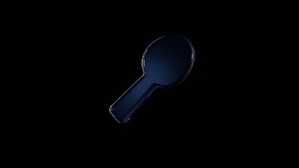 3d rendering glass symbol of utensil spoon isolated on black with reflection