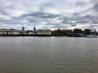 A view of Greenwich in London across the river Thames