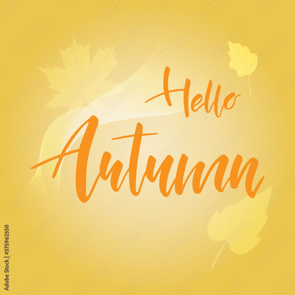 Wall mural hello autumn brush hand lettering text