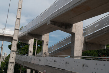 a steel walkway with concrete 