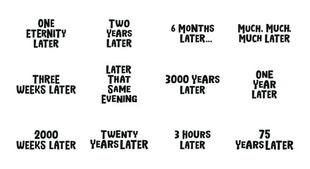 One Year Later, Twenty Years Later, One Eternity Later Vector Text Illustration Set Background