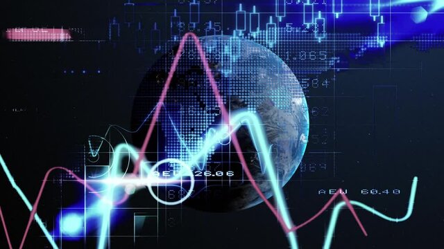 Statistics and charts over earth.