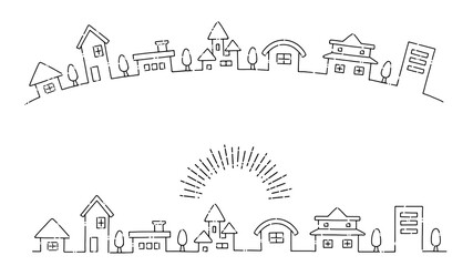 シンプルでかわいい町並みのイラスト