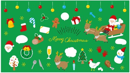 手書き　かわいいクリスマス素材のイラストセット