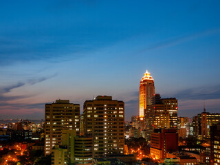 Twilight high angle view of the Taipei cityscape