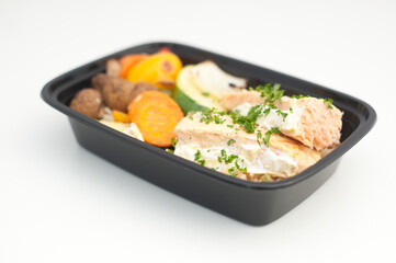 salmon and vegetable lunch box 