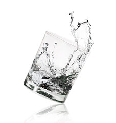 Transparent glass with colorless beverage