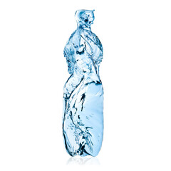 Bottle figure made with clean water isolated on white background