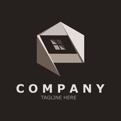 Obraz premium Hexagon vector logo for real estate and business with ed home illustrations forming the initials 