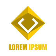 Fototapeta premium square vector logo for real estate and business with golden 3d home illustrations. Logo initials 