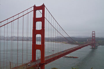 The Golden Gate Bridge and Foggy San Francisco Skyline With San Francisco Bay, San Francisco,California,USA