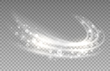 Transparent light effect. Abstract foam, sparkling wave. Dynamic 3D element for the design of washing powders, soaps, shampoos and liquid detergents