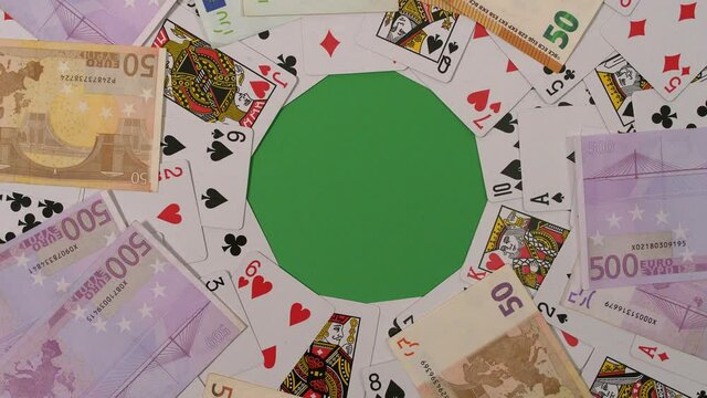 Playing cards with money 