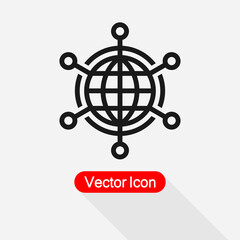 Global Networking Icon Globe Icon, Website Symbol Global Technology Or Social Network Icon Vector Illustration Eps10