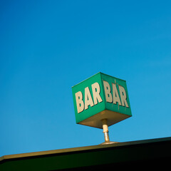 Bar sign on the roof.