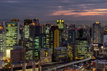 Skyscraper from Umeda Sky Building in Osaka (Japan)