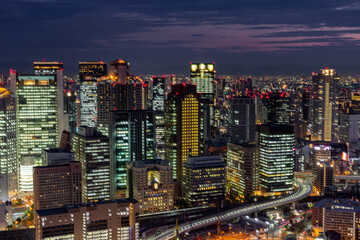 Naklejka premium Skyscraper from Umeda Sky Building in Osaka (Japan)