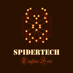 Spider vector logo in tech style