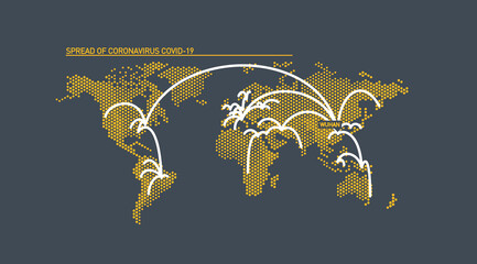 Prevention line icons set with planet map isolated on yellow. outline symbols prevention tips Coronavirus Covid 19 pandemic banner. Quality elements tips preventive treatment and healthcare line icon