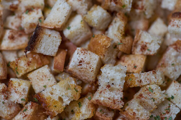 Close-up view the spices croutons