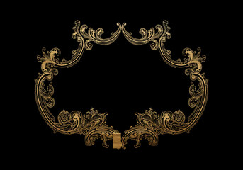 Black background with luxery golden ornaments. golden frame. Good for logo or invitation.