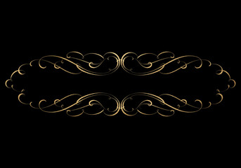 Black background with luxery golden ornaments. golden frame. Good for logo or invitation.