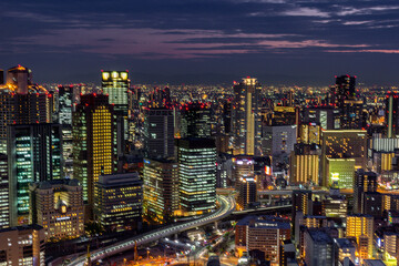 Fototapeta na wymiar Skyscraper from Umeda Sky Building in Osaka (Japan)