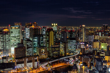 Fototapeta na wymiar Skyscraper from Umeda Sky Building in Osaka (Japan)