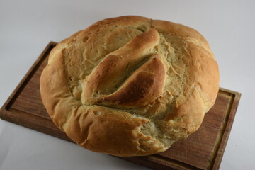 
front views of a homemade circle bread