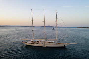 Aerial shot in Sardinia with wonderful beaches and stunning landscapes