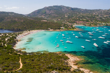 Naklejka premium Aerial shot in Sardinia with wonderful beaches and stunning landscapes