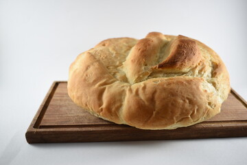 
front views of a homemade circle bread
