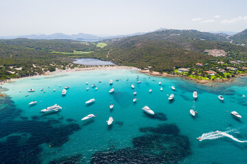 Fototapeta na wymiar Aerial shot in Sardinia with wonderful beaches and stunning landscapes