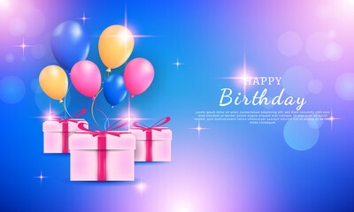 Obraz premium Happy birthday vector background. Suitable for invitation cards, congratulations and anniversary card.