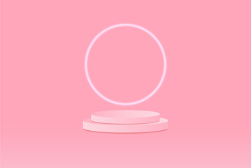 Background vector 3d blue rendering with podium and minimal pink wall scene, minimal abstract background 3d rendering abstract geometric shape pink pastel color.