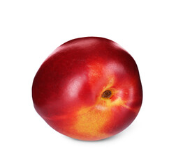 Sweet red juicy nectarine on white background