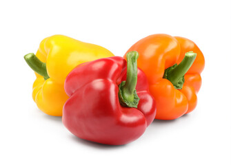 Obraz na płótnie Canvas Fresh ripe bell peppers on white background