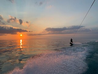 Wakeboarding During Sunset