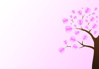 Fototapeta na wymiar pink hearts tree on pink background for the growth of love concept with empty space for logo and content, Happy Valentine's Day, greeting card design, creative design vector illustration