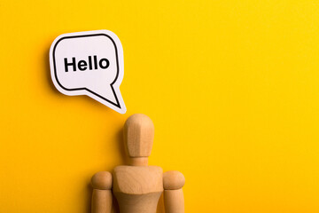 Hello Concept Isolated On Yellow Background