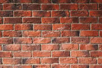 Red brick wall. Texture of old dark brown and red brick wall