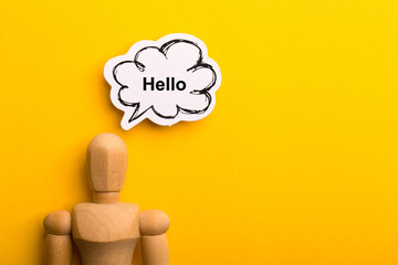 Hello Concept Isolated On Yellow Background