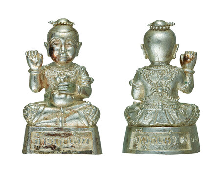 Small Buddha image or Thai amulet isolated on white background
