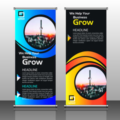 Roll up brochure flyer banner design template vector, abstract background, modern x-banner, rectangle size