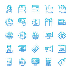 cyber monday blue gradient icons pack