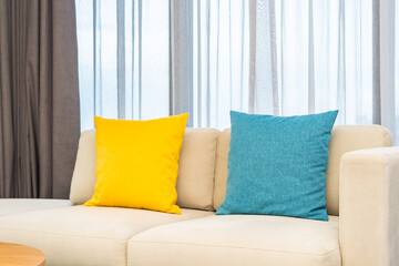 Pillow on sofa decoration in livingroom interior