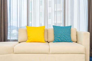 Pillow on sofa decoration in livingroom interior