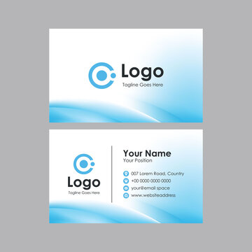abstract blurry blue white business card design, professional stylish name card template vector